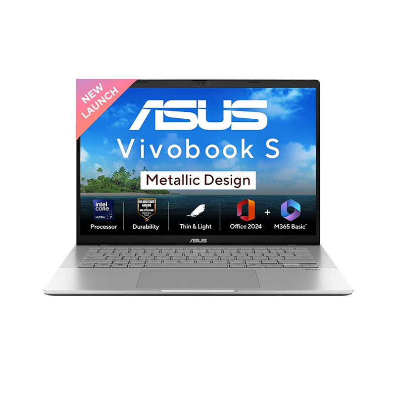 Picture of Asus Vivobook S14 -  Intel Core Ultra 7 255H 14" (35.56 cm) S3407CA-LY084WS AI Powered Thin and Light Laptop (16GB/ 512GB SSD/ WUXGA Display/ Intel Graphics/ Windows 11 Home/ Office Home 2024/ 1Year Warranty/ Cool Silver/ 1.40 kg)